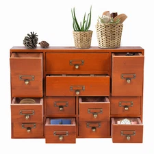 Tabletop Storage Box with 12 Drawers Drawers Organizer Storage Drawers Brown
