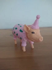Ankyo Party Pig Farm Animal Cake Topper Toy 5" Figure Polka Dots & Birthday Hat