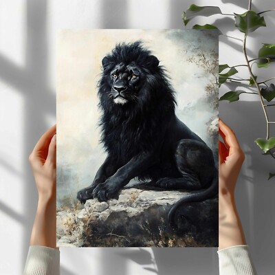 Schwarzer Löwe Premium Poster Schöne Wanddeko Dekoration in 40X30 cm