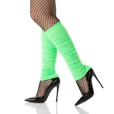 Womens Green Neon Leg Warmers Winter Fancy Dress 80s Tutu Dance Footless Socks