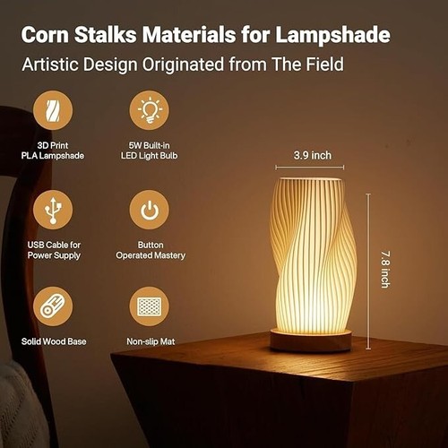 Bedside Lamp with Woodbase - Button Control Table Lamp for Bedroom 12 Way Dimmab - Picture 14 of 27