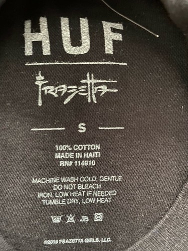 HUF Worldwide Men Black Graphic T Shirt Size S - Picture 3 of 3
