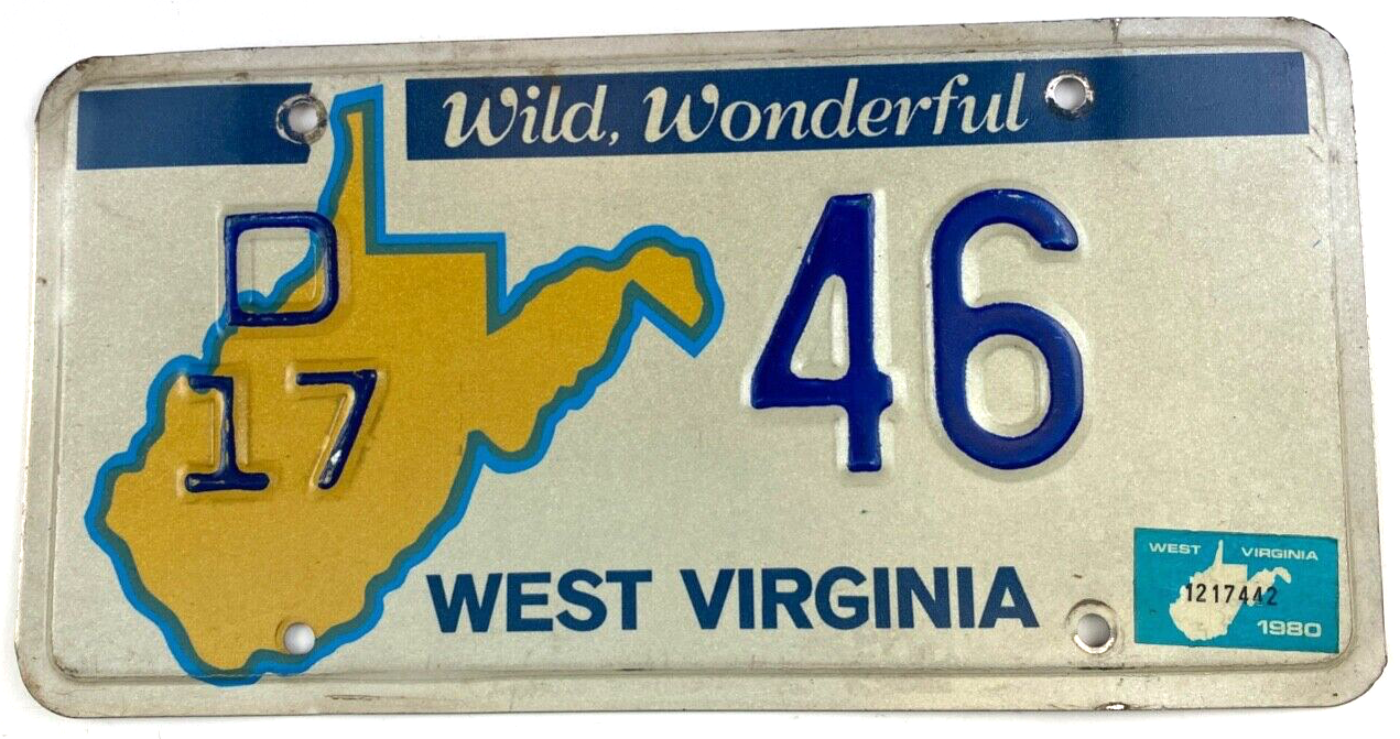 Vintage West Virginia 1980 Dealer License Plate Vintage Man Cave Decor
