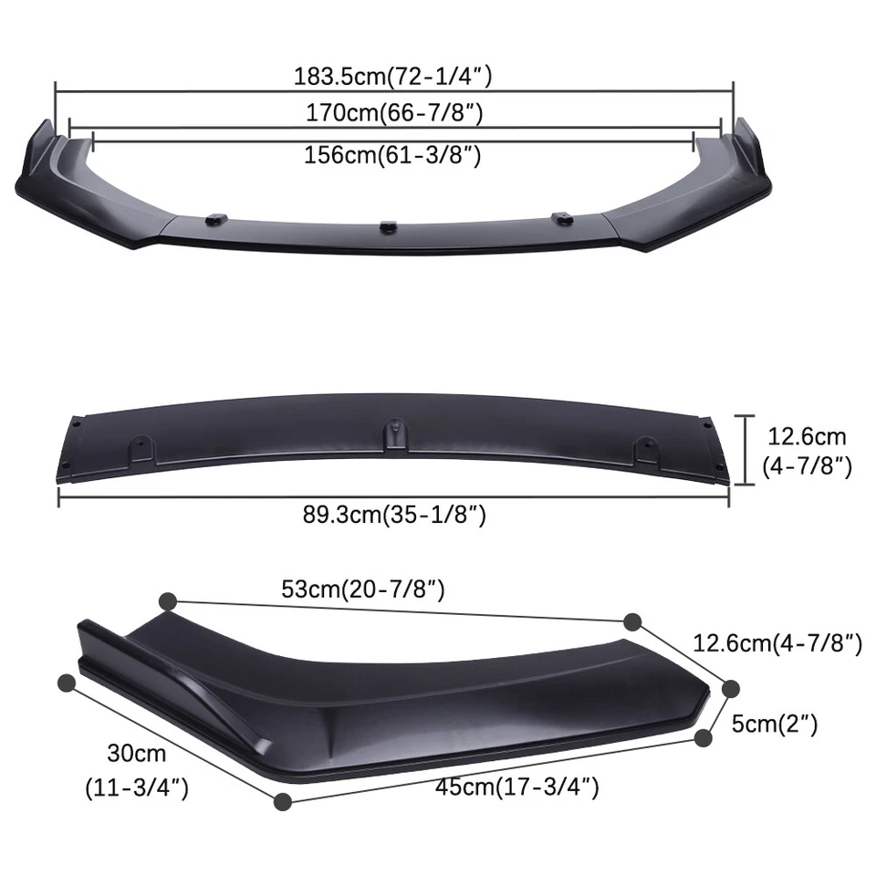 Front Bumper Lower Lip Spoiler Splitter Body Kit + Strut Rods For Ford Mondeo - image 2 of 4