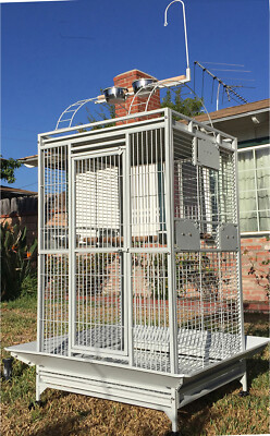 28''x22''x65''H X-Large Wrought Iron Play-Top Parrot Rolling Cage Cockatiel Macaw