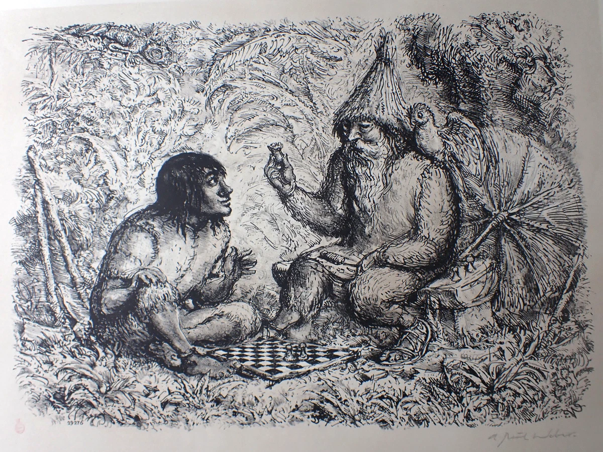 LLL! "Robinson" Schach Entwicklungshilfe Migration Ausländer A. Paul Weber
