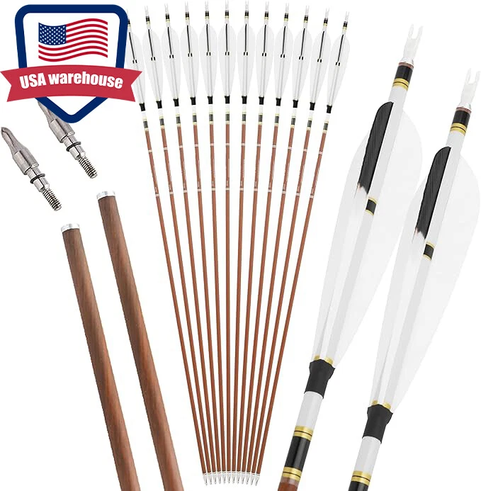 AMEYXGS 12X 31'' Archery Arrow Pure Carbon SP340-600 5'' Turkey Feather Shooting Target