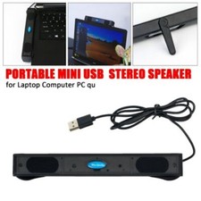 3.5mm Jack USB Wired Computer Speakers Stereo Sound Bar w/Clip For Desktop PC