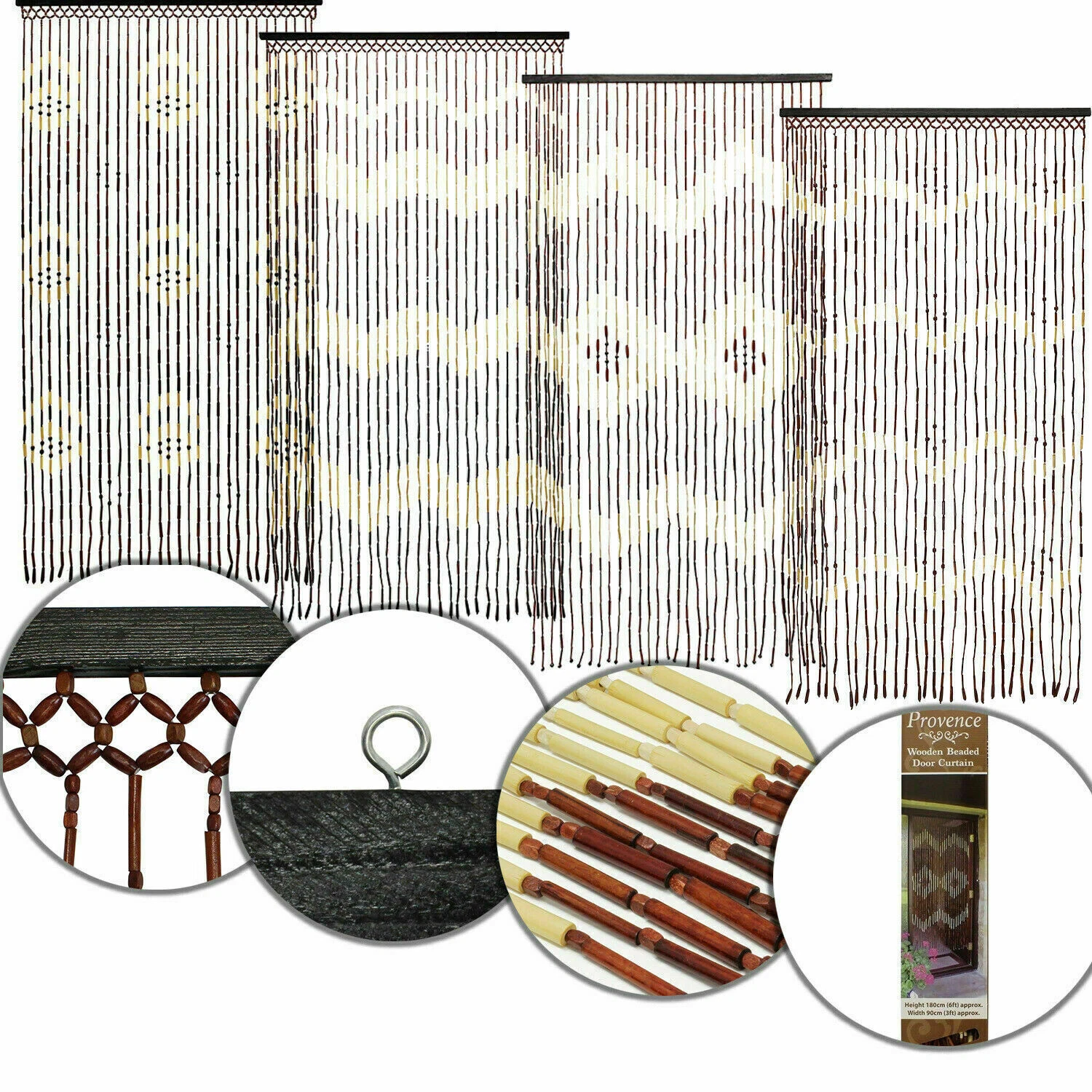 180 X 90cm Wooden Beaded Bamboo Door Curtain Summer Blind Fly Mosquito Screen UK