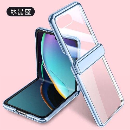 For Motorola Razr 40 Ultra, Plating Case Hinge Clear Hard PC Cover Glass Film - Picture 13 of 14