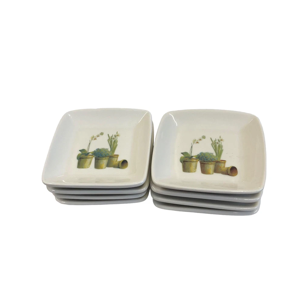 8 Garden Flower Pot Plant Trinket Dish Cypress Home 3.75 Square Oil Dip Plates - Image 2 of 4