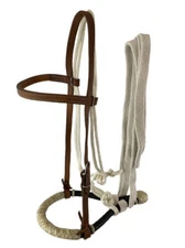 Argentina Cow Leather Browband Bosal Headstall Set