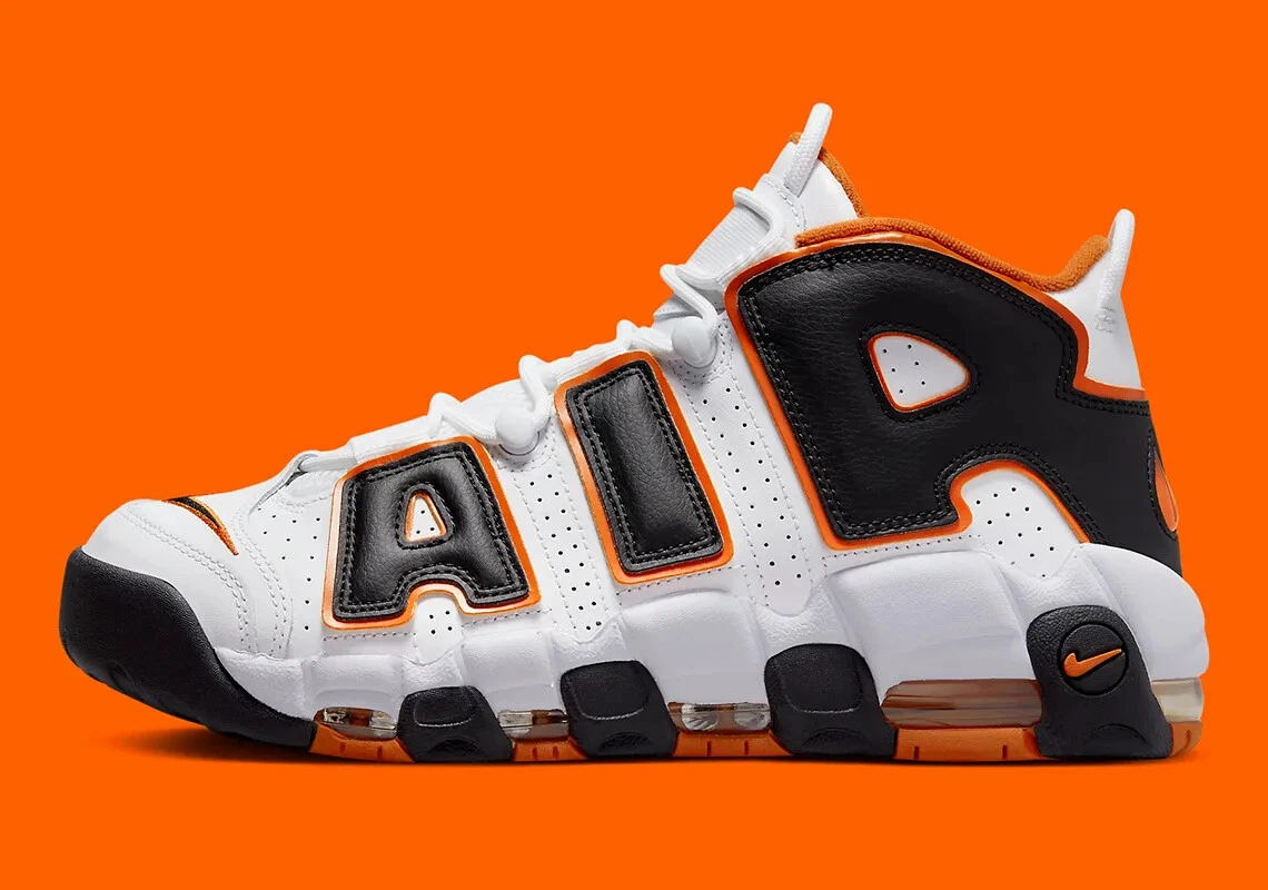 Nike Air More Uptempo '96 White Black Starfish Orange Shattered FJ4416-100  Mens