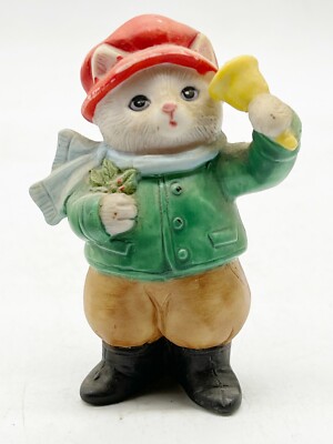 VINTAGE ALBERT SCHMIDT KITTY CUCUMBER B SHACKMAN CAT RINGING BELL ORNAMENT