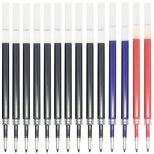 50 PCS Retractable Rollerball Gel Ink Pen Refills 3 Colors Black Blue Red Met...