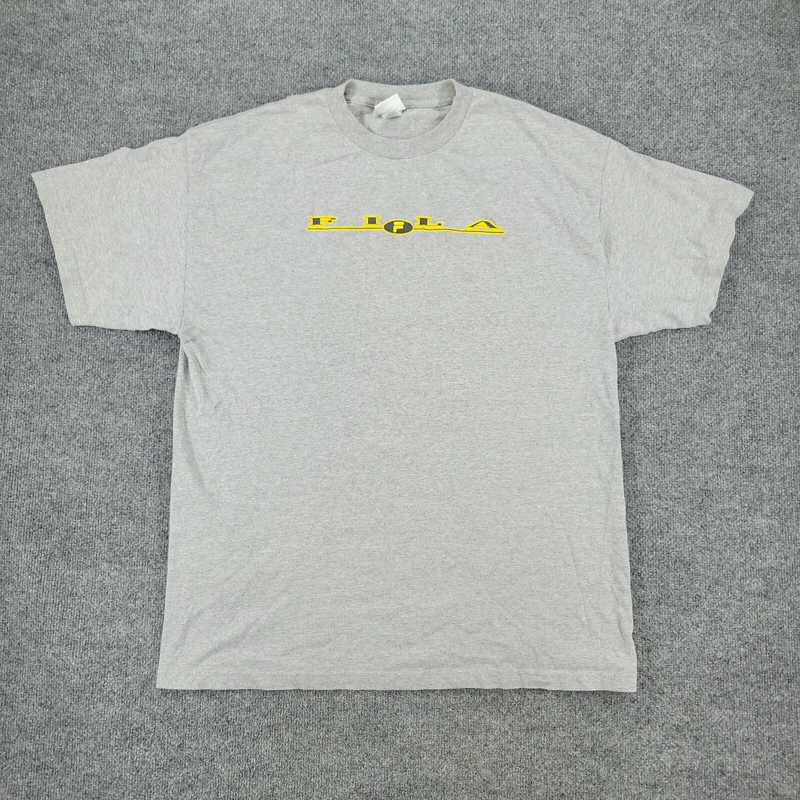 Camicia Fila Vintage Uomo 2XL Grigio Logo Scritto Grafica Maglietta Manica Corta Adulto