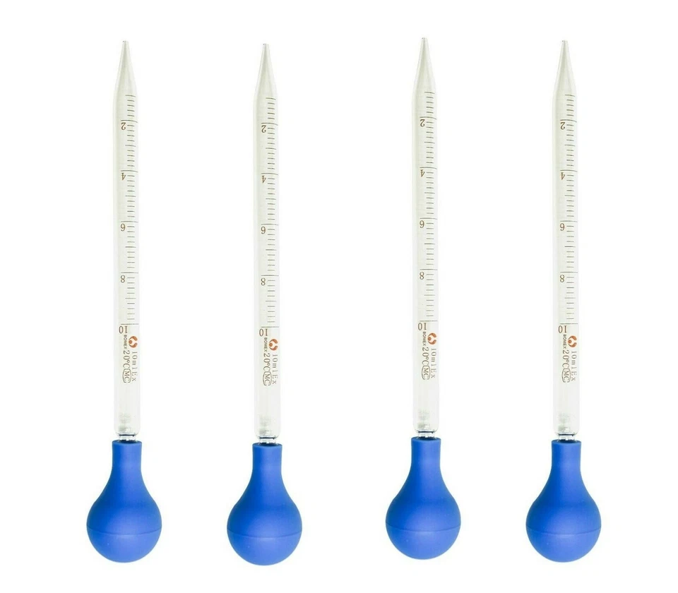 4Pk 10ml Glass Graduated Dropper Pipettes Lab Dropper with Red Rubber Cap&Scale - Image 3 of 4