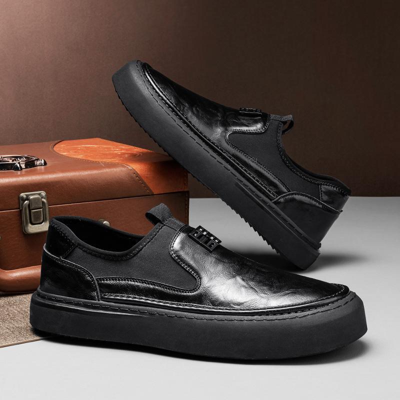 SAOLA Scarpe da sposa Oxford uomo tempo libero nere britanniche pull on suola spessa OL