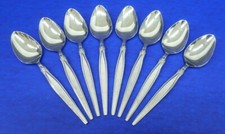 8 - Eldan PEERESS Burnished Handle w/ Glossy Stainless JAPAN Flatware TEASPOONS
