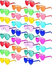 Yunsailing 30 Pcs Heart Glasses Bulk Heart Shape Sunglasses Rimless Color Sun...