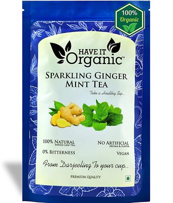 Sparkling Ginger Mint Green Tea Aids Digestion Refreshing Detox with Ginger 100G