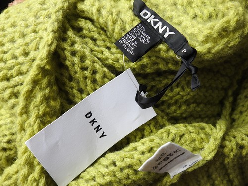 DKNY NWT Mohair Wool Chunky Knit SWEATER TOP Lime Green P XS S NEW - Picture 7 of 24