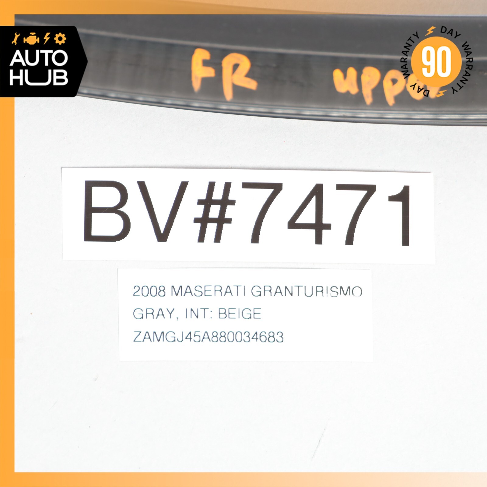 08-19 Maserati GranTurismo M145 Coupe Right Side Door Upper Seal Rubber OEM 76k