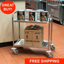 Commercial 16" x 28" Stainless Steel 2 Two Shelf Utility Kitchen Bus Cart 220 lb