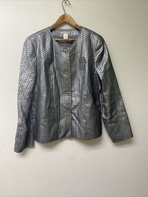 Laura Ashley XL Blazer/Jacket Gray/Silver Color Pre-Owned