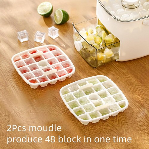 Ice Cube Tray with Lid, Food-Grade Silicone Ice Moulds with Bin, 48PCs - Picture 4 of 9