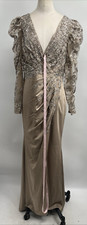 Mac Duggal Women's Embellished Faux Wrap Illusion Puff Sleeve Gown - Taupe ~10