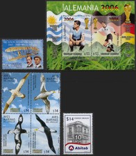 URUGUAY 2791 ** FLUGZEUG, BLOCK 2003 ** FUSSBALL, 2004 ** VÖGEL ZUSAMMENDRUCK, 2