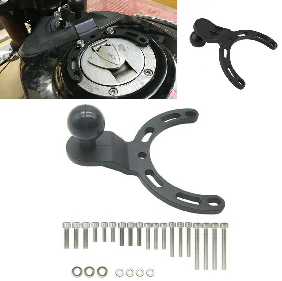 1x Adjustable Motorcycle Gas Tank Mount Bracket GPS Phone