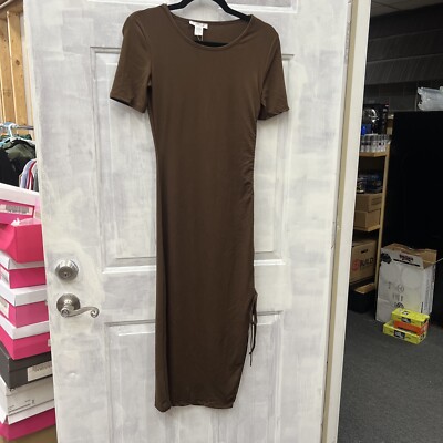 Capella CHOCOLATE BROWN Stretch Fitted Scoop Neck Maxi Dress SMALL NWT |  eBay