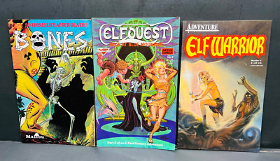 set of three comics elf warrior #3, elfquest #2, & bones #1