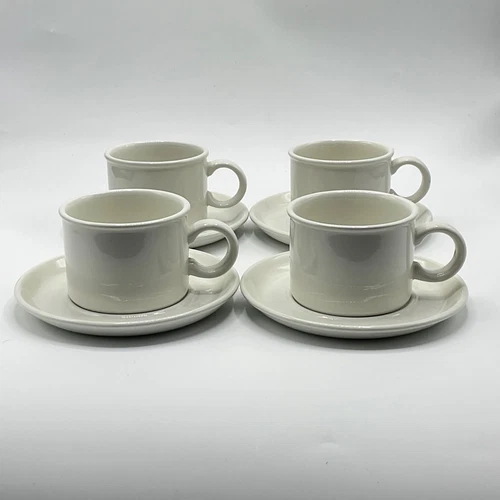 4 Wedgwood England Stonehenge Midwinter White Cup Saucer Sets Oven Safe