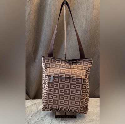 Givenchy Brown Beige Canvas Monogram Logo Shoulder Bag Women