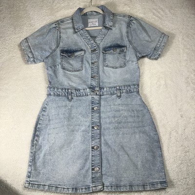 white christmas dresses Day + Moon: Sleeveless Collared Denim Romper with Belt main image 1