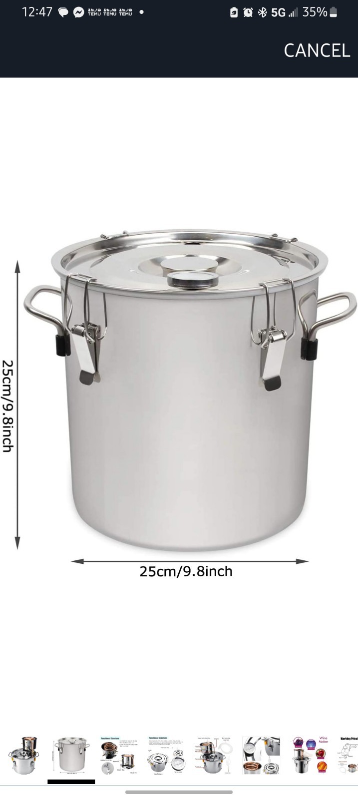5/8/10L Alcohol Distiller Brewing Kit Moonshine Still Steel Wine Boiler Home