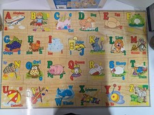 Wooden Alphabet Floor Puzzle First Learning 36 Inch By 24 Inch Colorful Animals