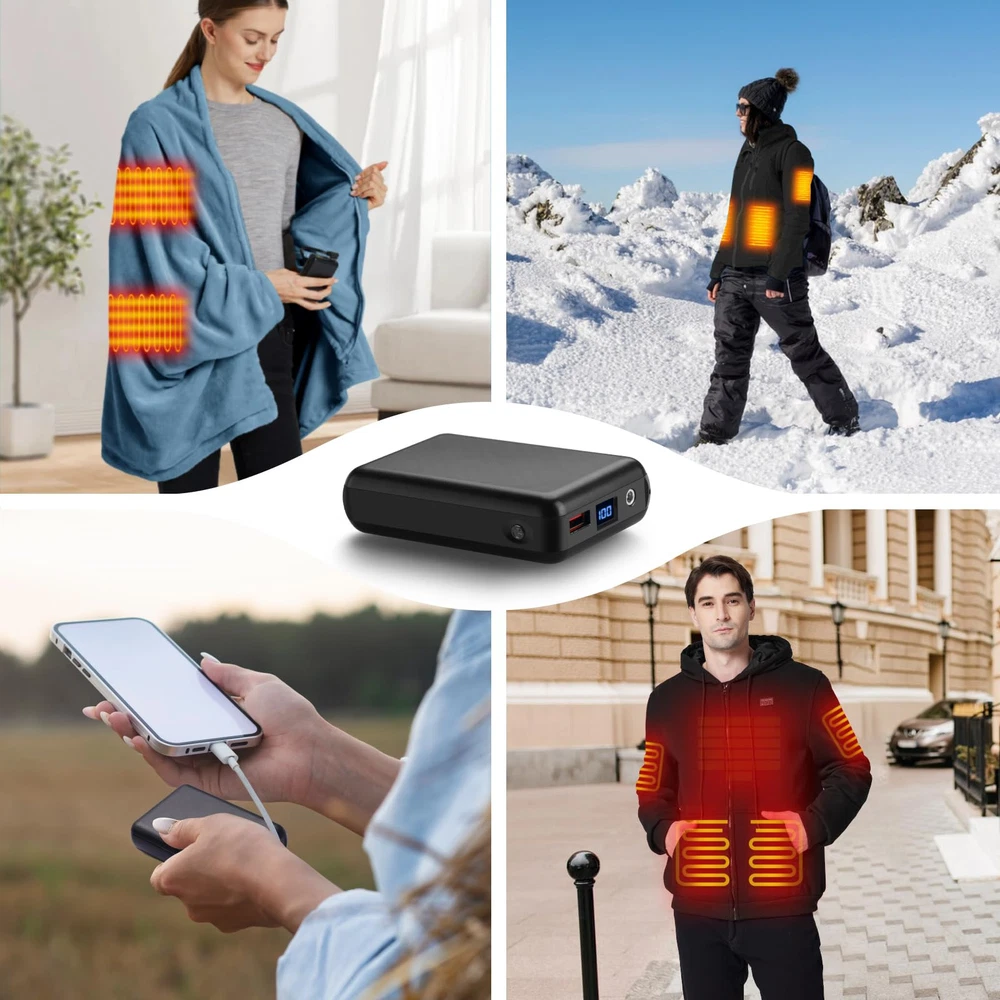 20000mAh 7.4V Portable Power Bank with USB Charging Cable for Heated Devices