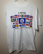ADIDAS USPTR Men's XL White Graphic Tee Trefoil Back Crew Neck VINTAGE tennis