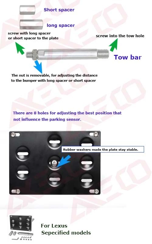 Soporte de montaje de matrícula de gancho de remolque para Lexus IS250 IS350 ISF GS350 RC350 RX LS Foto 3 de 4