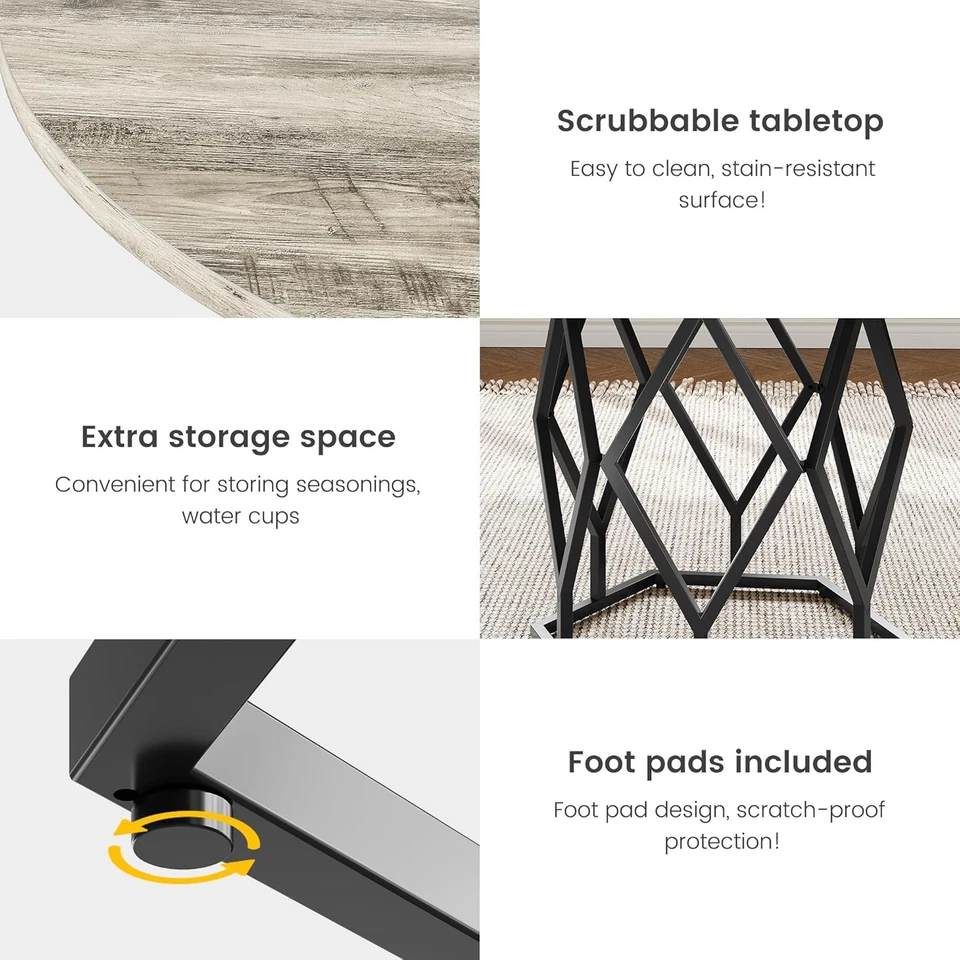 Mesa de jantar redonda 47" moderna círculo cozinha e sala de jantar mesas para 4-6 pessoas - Imagem 3 de 4