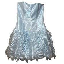 VTG Jessica McClintock Gunne Sax Dress Strapless Ruffle Party Blue 5/6 Made USA