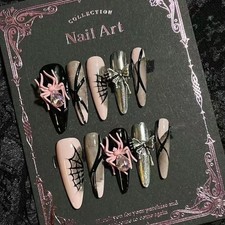 Pink Spider Halloween-Press On Nails