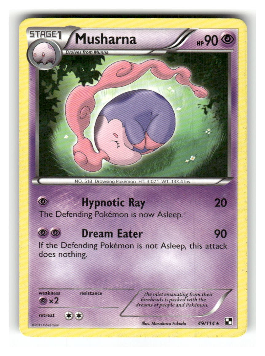 Musharna 49/114 Rare Black & White Pokemon Moderately Played