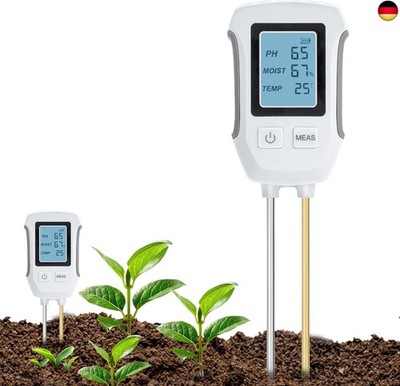 Mcbazel 3 in 1 PH Messer Erde, Säure-Basen-Bodentest, Erkennung von Temperatur, 