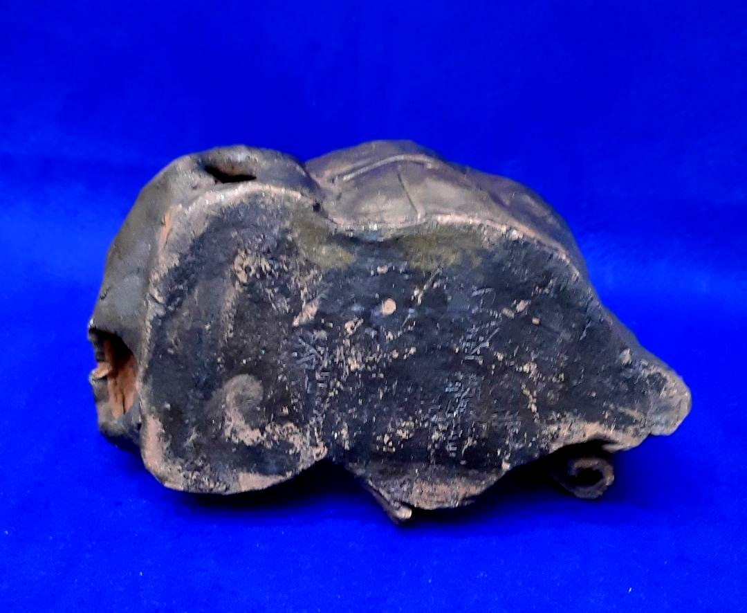 Pottery Statue Zhong Kui 8.8 in 19Th Century Antique Japanese Edo Figurine Decor