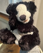 Folkmanis Dog Hand Puppet Puppy Black White Stuffed Animal Black And White 7  